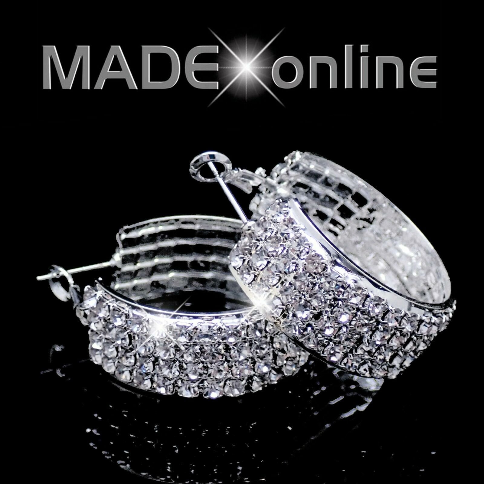 Silver on sale diamante hoops