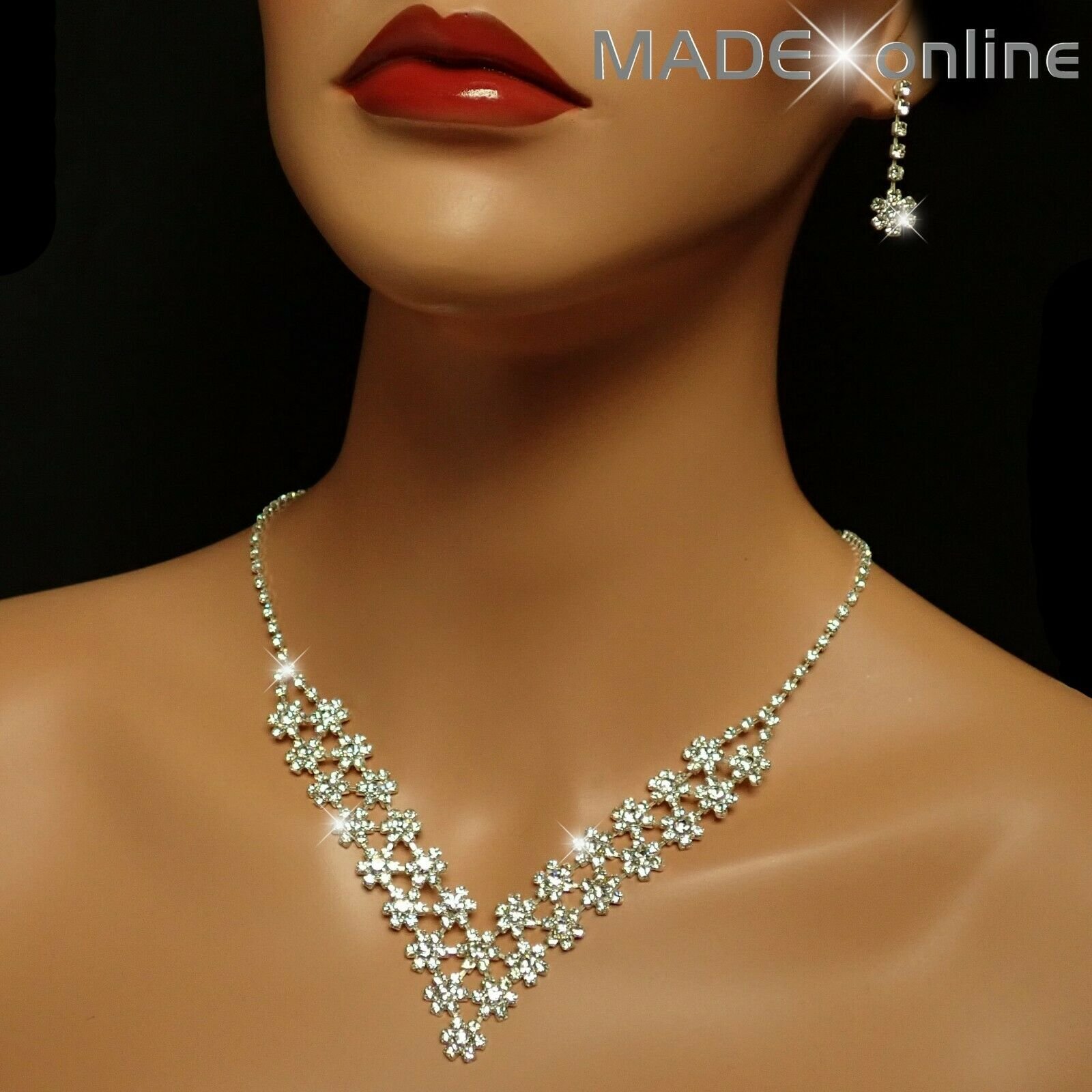 Art Deco Vintage Large Pear Drop Diamanté Pearl Chain Necklace by Clive  Kandel For Sale at 1stDibs