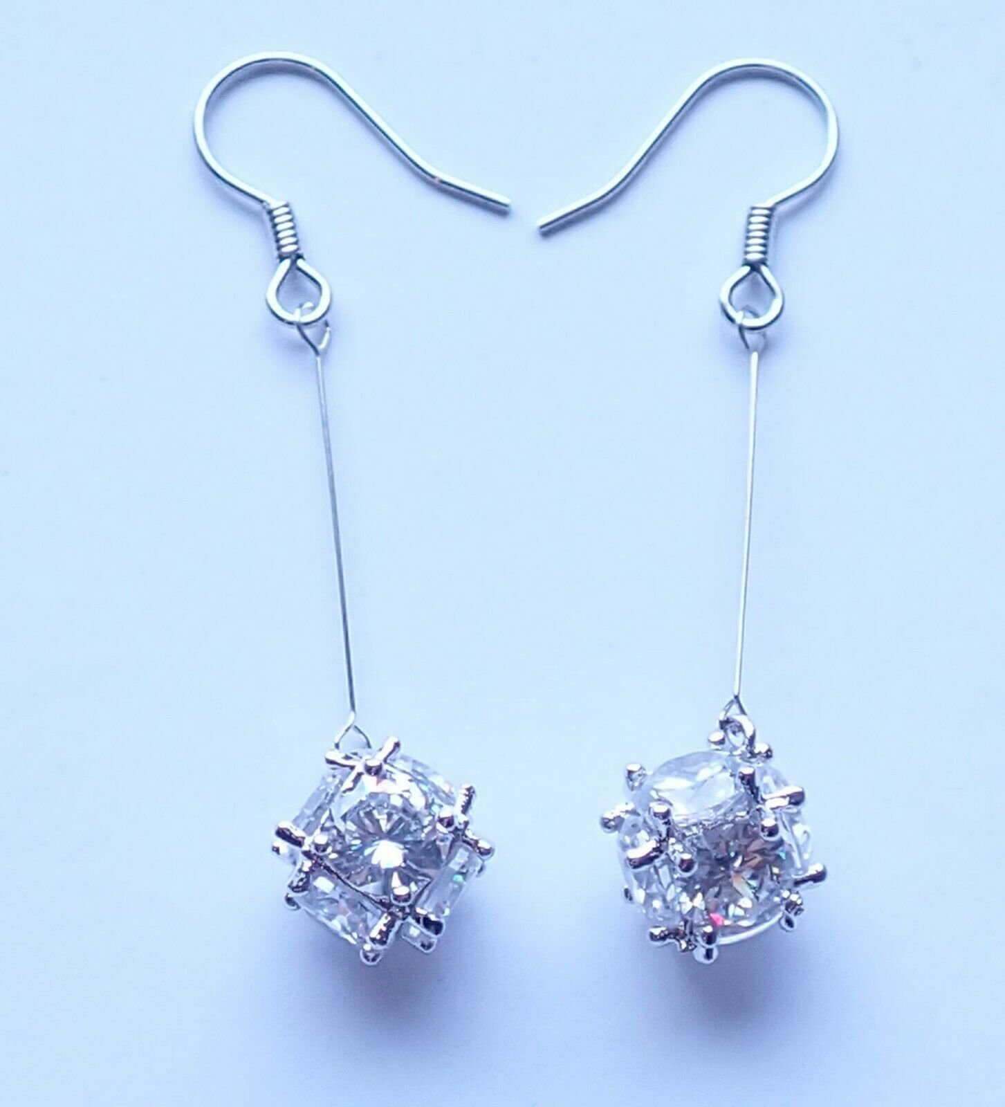 Dangle Drop Ball Earrings, with Cubic Zirconia CZ Stones - MadeXonline