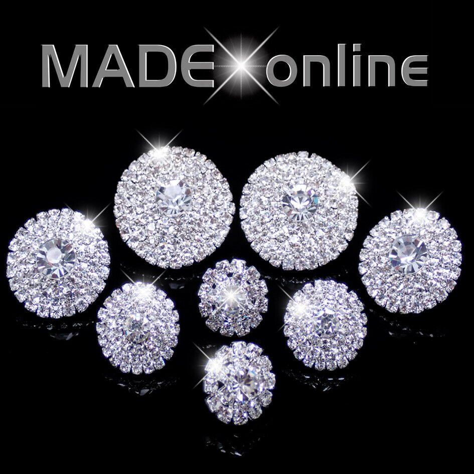 Large Round Diamante Stud Earrings Round Sparkle Bling
