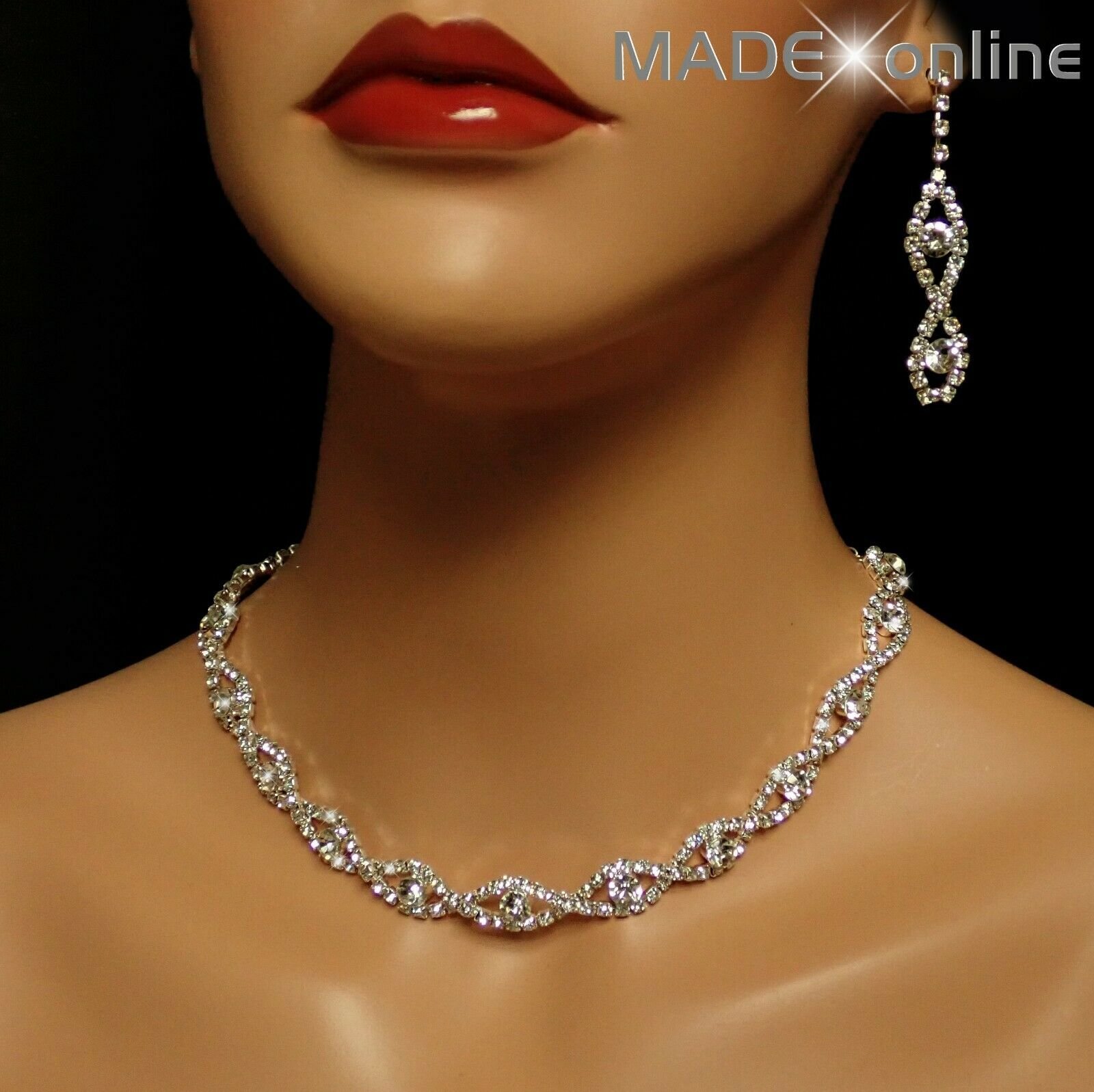 Buy ICHQ Fashion Women's Charm Wedding Bridal Crystal Diamante Rhinestone Necklace  Earrings Jewelry Set for Bridal (White) at Amazon.in